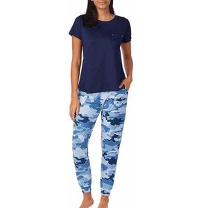 NWT Jane & Bleecker Women's Cozy Pajama Set Blue Camouflage